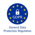 GDPR banner. General Data Protection Regulation symbol with EU flag and padlock. Vector illustration.